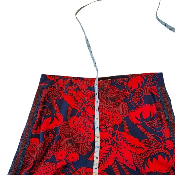 Desigual Floral Trouser Palazzo Size 36 / 8US Red Navy Boho Print Varsity Stripe - Picture 9 of 16